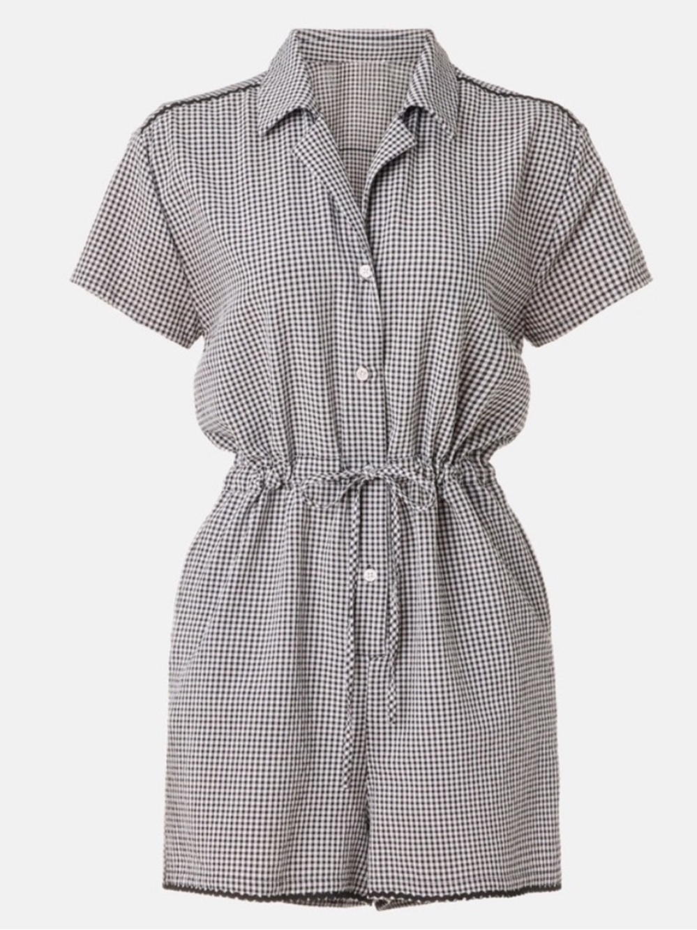 Solid & Striped Estelle Gingham Seersucker Embroidered Trim Romper Size Large - Picture 4 of 11